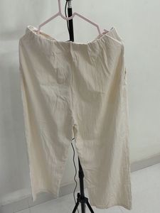 Cream Pleated Cropped Trousers