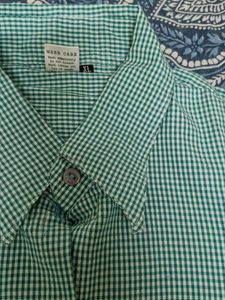 Green Gingham Button-Up Shirt