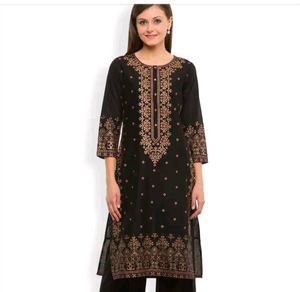 Elegant Black Kurta with Gold Embroidery