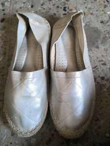 Silver Espadrille Flats
