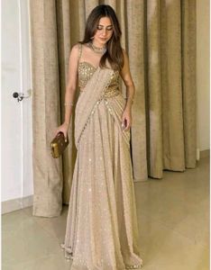 Elegant Beige Embellished Saree