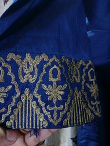 Elegant Blue Embroidered Top &amp; Skirt