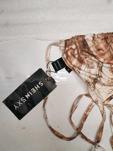 Marble Print String Bikini Top