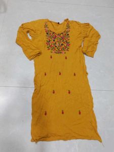 Yellow Embroidered Kurta