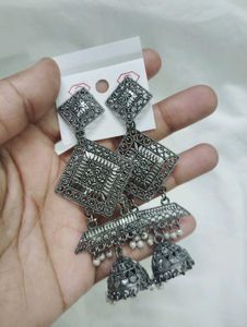 Oxidized Jhumka Earrings