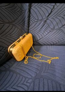 Sparkling Gold Clutch with Chain