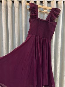 Burgundy Ruffle Sleeve Dress
