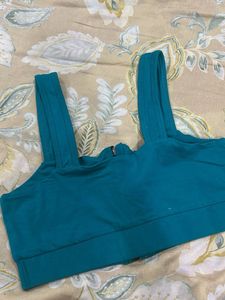 Teal Zip Front Sports Bra