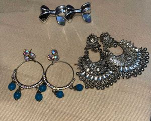 Chic Hoop & Jhumka Earring combo of 3
