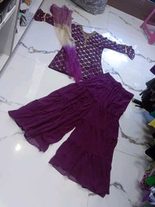 Designer Purple Kurta Set with Palazzo