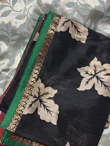 trendy Black Floral Saree