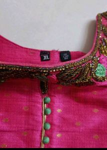 Rani Pink Kurta with Parrot green leggings