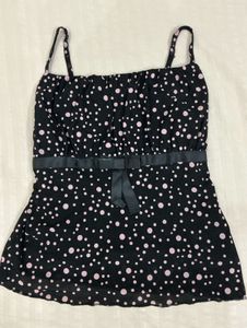 Chic Black &amp; Pink Polka Dot Cami Top