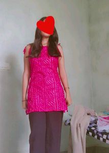 Pink Bandhani Print Sleeveless Top