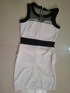 Chic White &amp; Black Peplum Dress