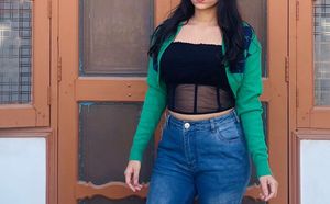 Stylish Green Argyle Cardigan