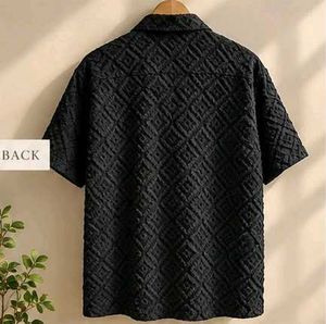 Textured Black Short Sleeve Shirt