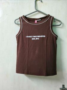 Brown Graphic Tank Top