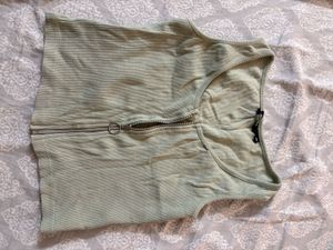 Ribbed Zipper Tank Top