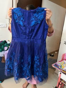 Elegant Blue Embroidered Dress
