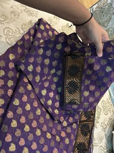 purple banarsi saree festive wear