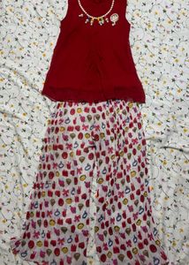 Girls Red Top with Palazzo