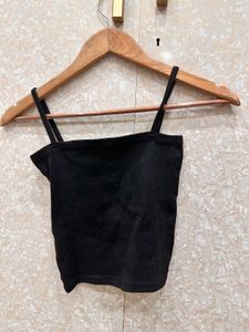 Black Spaghetti Strap Crop Top