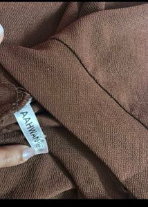 Brown Ruched Midi Skirt
