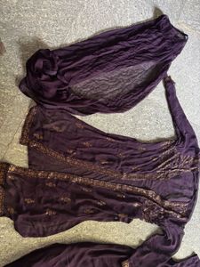 Elegant Embroidered Purple Kurta Set