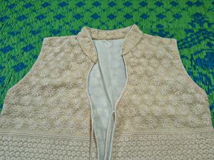 Embroidered Beige Ethnic Jacket
