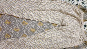 Grey &amp; Yellow Print Kurti Without Dupatta
