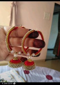 Red Jhumka Earrings