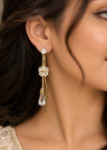 Elegant Dangle Earrings with Crystal Drop