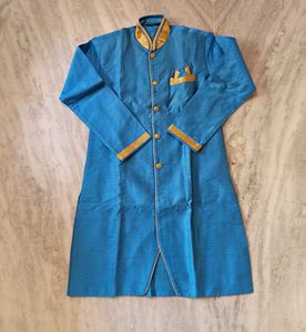 Blue Kurta with Gold Trim