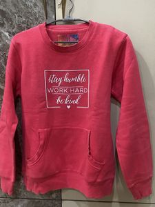 Soft Pink Fleece Sweatshirt embossed message