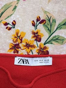 Chic Red Zara Cropped Top