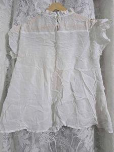 Vero moda White Lace Detail High Neck Top