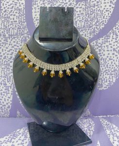 Elegant Necklace with Amber Colored Beads