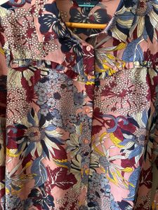Boho Floral Print Button-Down Shirt