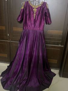 Elegant Purple Embroidered Anarkali Gown
