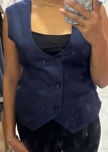 Navy Blue Sleeveless Vest Top