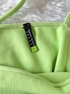 Tokyo Talkies Green Ribbed Crop Top