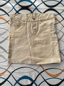 Classic Beige Denim Skirt