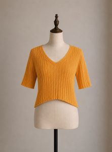 URBANIC Cropped Orange Knit Top