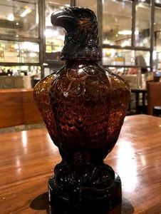Vintage Amber Glass Golden Eagle Decanter Bottle