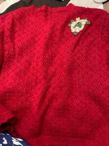 Red Floral Embellished Cardigan (size M)