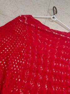 New Red Crochet Top With Sequence Inner Free