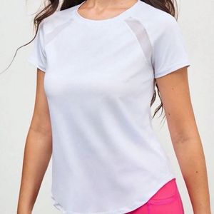 Athletic Mesh Detail White T-Shirt