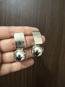 Chunky Silver Ball Drop Earrings