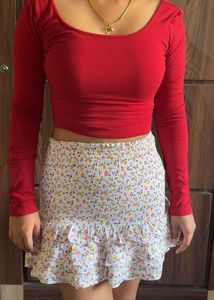 Red Long Sleeve Crop Top